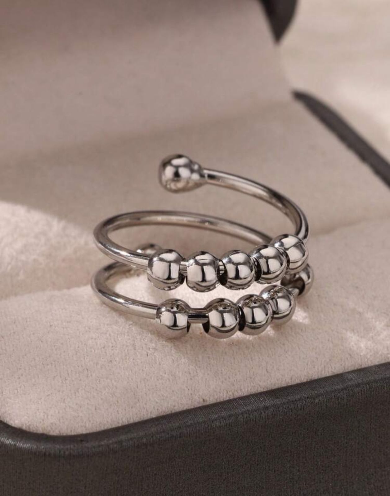 Anillo para Ansiedad Doble Argolla Plata