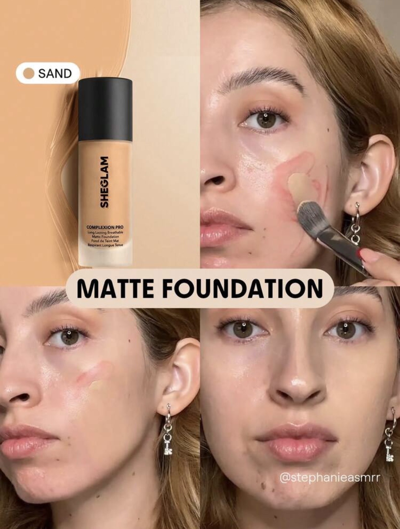 Base mate de Sheglam tono sand